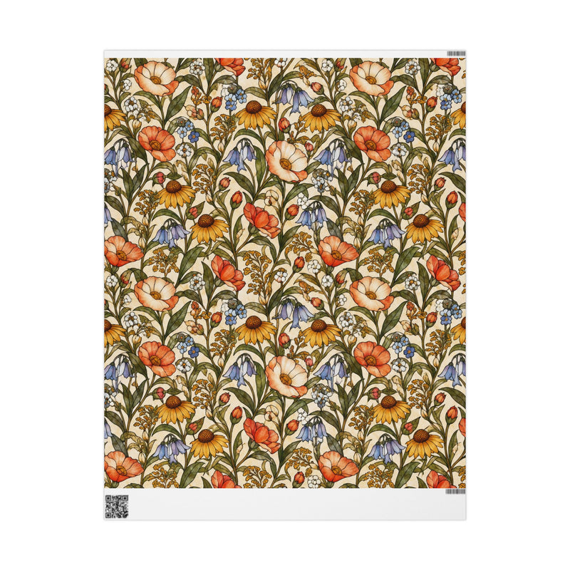 Vintage Wildflower Pattern Wrapping Paper | Floral Gift Wrap Roll