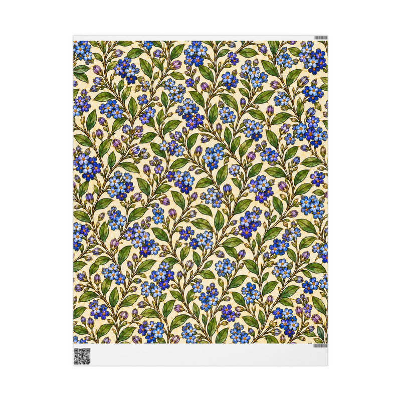 Small Blue Forget-Me-Not Floral Wrapping Paper | Vintage Botanical Pattern
