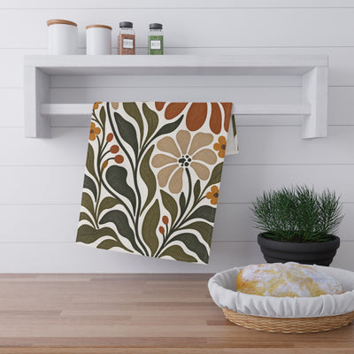 Olive Green Wildflower Tea Towel