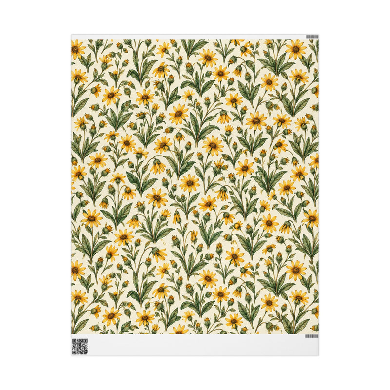 Yellow Arnica Wildflower Pattern Wrapping Papers | Floral Gift Wrap Roll