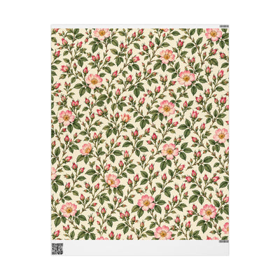 Vintage Floral Wild Rose Pattern Wrapping Paper | Botanical Gift Wrap