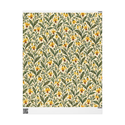 Yellow Glacier Lily Floral Vine Wrapping Papers | Botanical Pattern Roll