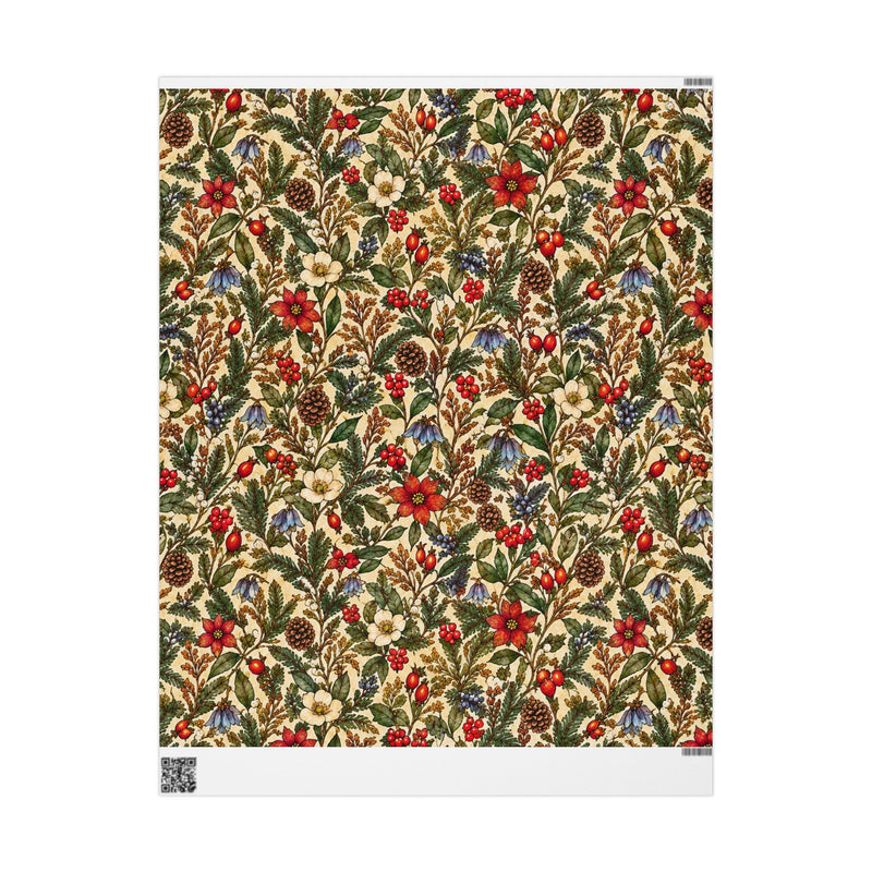 Montana Wildflower Holiday Wrapping Paper | Vintage Botanical Holiday Pattern