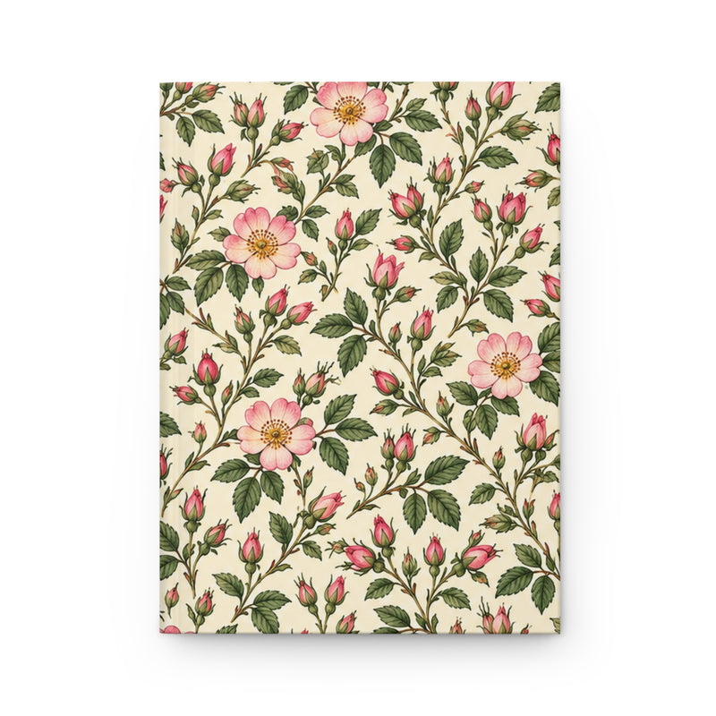 Floral Rose Vine Hardcover Journal — Lined Matte Notebook for Notes & Gift