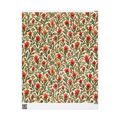 Vintage Indian Paintbrush Floral Pattern Wrapping Papers | Botanical Gift Wrap Roll