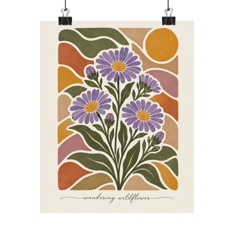 Aster Daisy | Botanical Wildflower Art Print