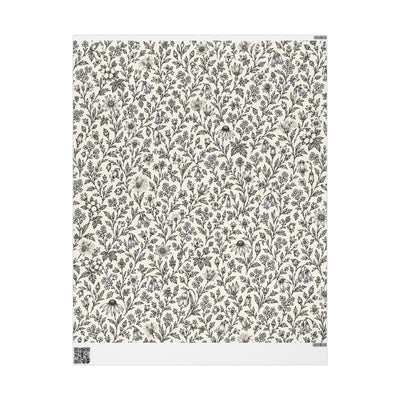 Black Floral Vine Wrapping Papers | Botanical Gift Wrap Roll