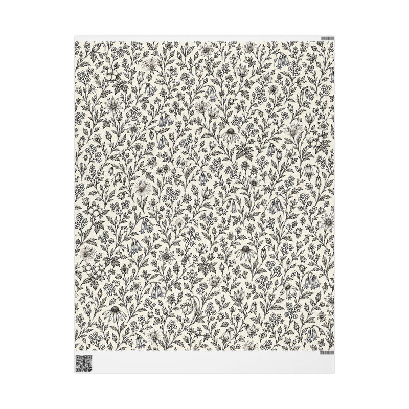 Black Floral Vine Wrapping Papers | Botanical Gift Wrap Roll