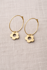 Brass Flower Hoop Earring - Image 2