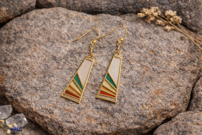 Stained Glass Sunburst Earrings | Geometric Resin Drop Earrings | Retro Nature Inspired Jewelry