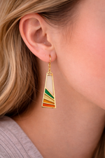 Stained Glass Sunburst Earrings | Geometric Resin Drop Earrings | Retro Nature Inspired Jewelry - Image 2