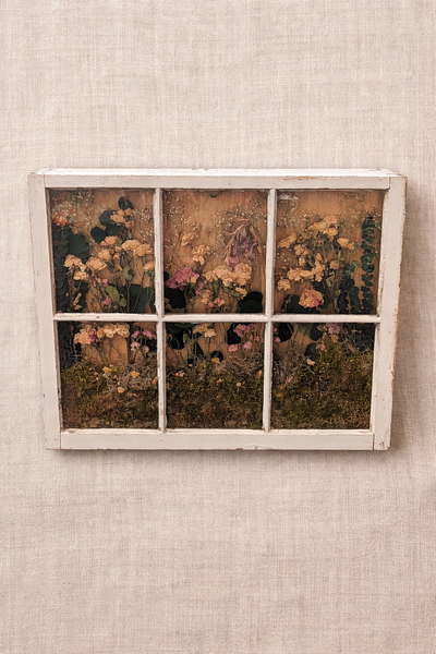 Antique Window Pressed Flower Frame | Large Botanical Wall Art