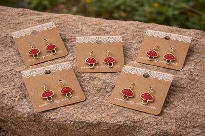 Mushroom Resin Earrings | Woodland Mushroom Jewelry | Cottagecore Nature Earrings