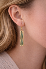 Fern Drop Resin Earrings | Botanical Leaf Earrings | Nature Inspired Gold Earrings - Image 2
